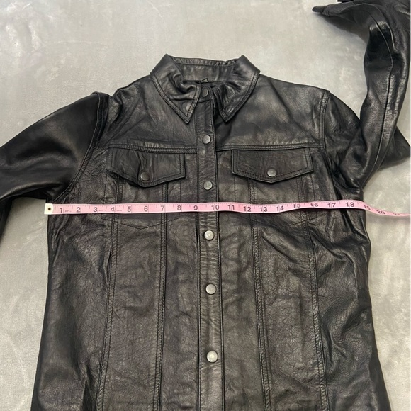 Leather King y2k Women's Black Leather Trucker Jacket 4549 - Picture 4 of 8